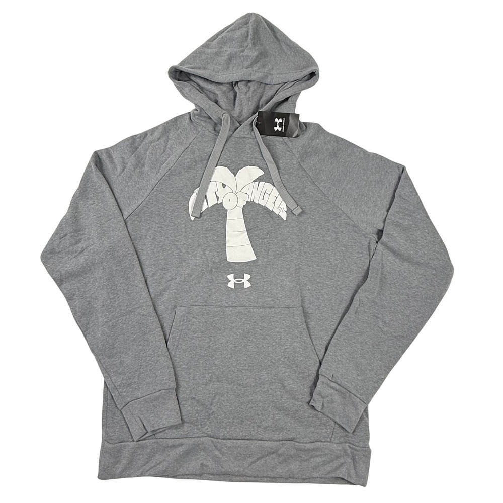 Under Armour Mens Gray City of Angels Palm Tree HeatGear Hoodie 1366642 Medium